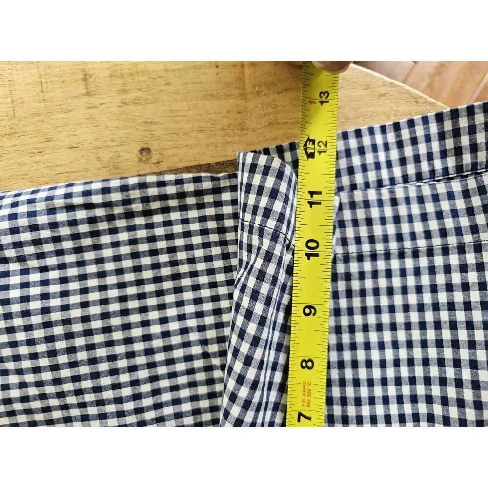 J. Crew Men’s Gingham Check 100% Cotton Flat Front Shorts Size 34 Navy Coastal